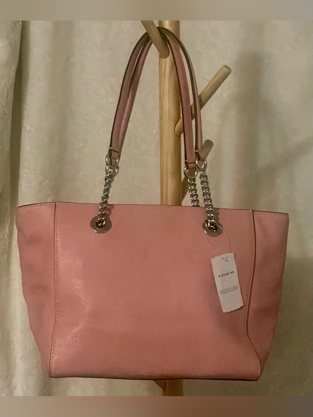 COACH Pink Leather Chain-Handle Tote